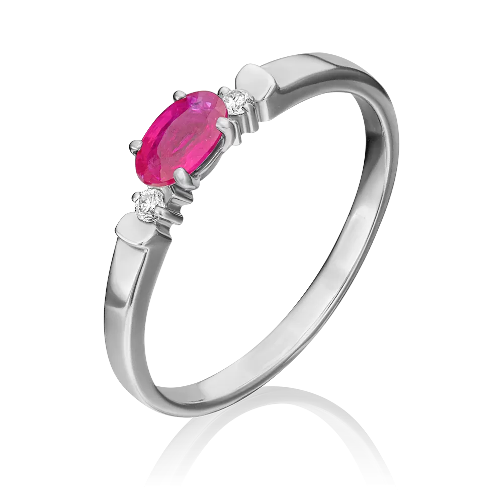 Кольцо из белого золота с рубином и бриллиантами 01-0778-00-107-1120-30