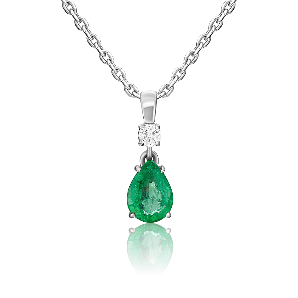 Подвеска из белого золота с изумрудом и бриллиантом 03-0065-00-106-1120-30