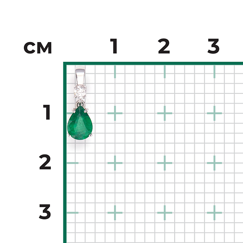 Подвеска из белого золота с изумрудом и бриллиантом 03-0065-00-106-1120-30