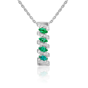 Подвеска из белого золота с изумрудами и бриллиантами