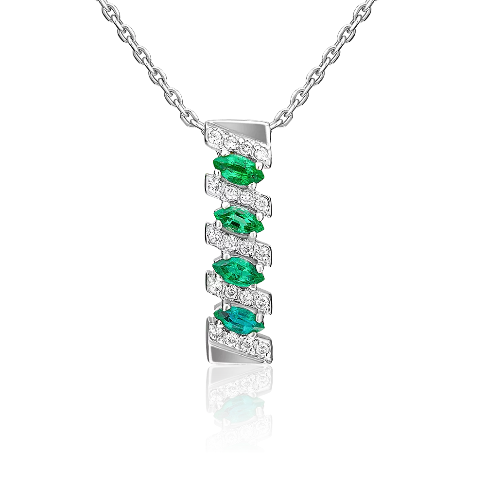 Подвеска из белого золота с изумрудами и бриллиантами 03-0087-00-106-1120-30