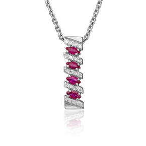 Подвеска из белого золота с рубинами и бриллиантами 03-0087-00-107-1120-30