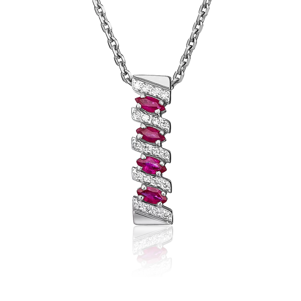 Подвеска из белого золота с рубинами и бриллиантами 03-0087-00-107-1120-30