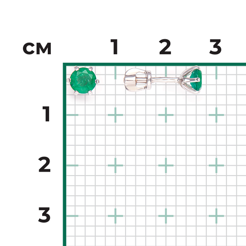 Серьги-пусеты из белого золота с изумрудом 02-0294-00-103-1120-30