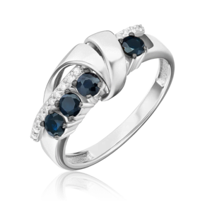 Кольцо из белого золота с сапфирами и бриллиантами 01-5755-00-105-1120