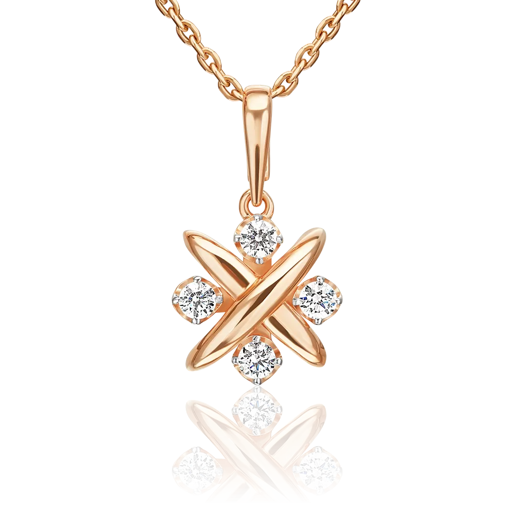 Подвеска из красного золота с бриллиантами 03-3653-00-101-1110