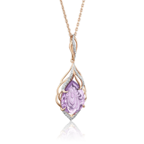 Подвеска «Перо Жар-птицы» из красного золота с аметистом и фианитами 03-2580-00-209-1110-46