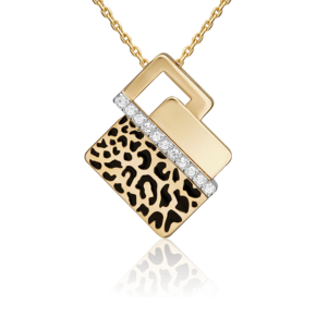 Подвеска с принтом «Леопард» из лимонного золота с фианитами и эмалью