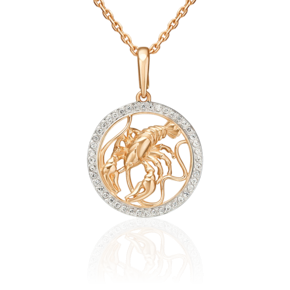 Подвеска «Знак зодиака Рак» из красного золота с фианитами 03-3641-03-401-1110