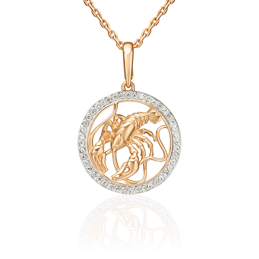 Подвеска «Знак зодиака Рак» из красного золота с фианитами 03-3641-03-401-1110
