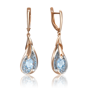 Серьги с английским замком из красного золота с топазами 02-4180-00-201-1110-46