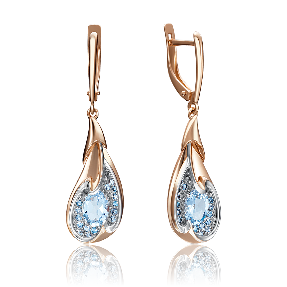 Серьги с английским замком из красного золота с топазами 02-4180-00-201-1110-46