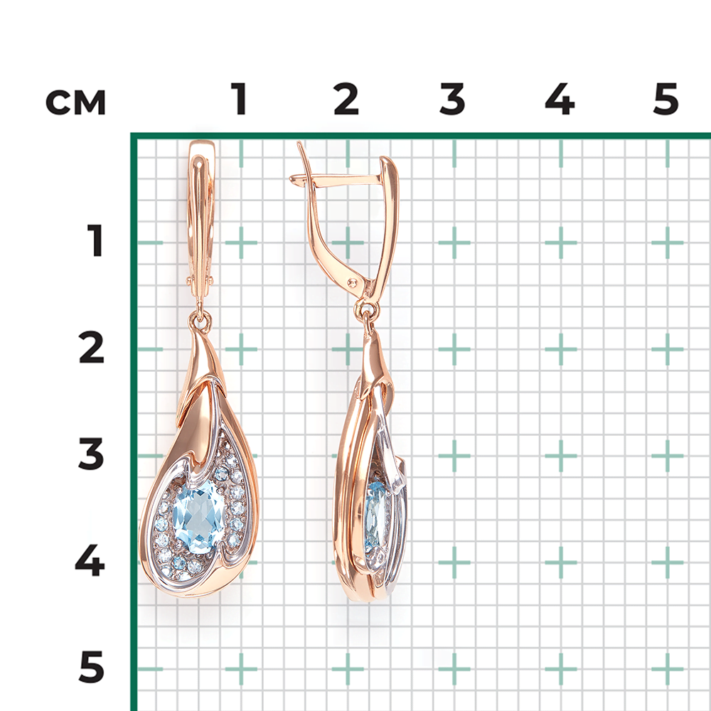 Серьги с английским замком из красного золота с топазами 02-4180-00-201-1110-46