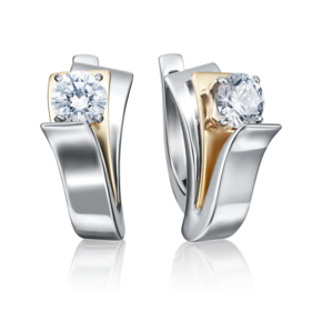 Серьги с английским замком из комбинированного золота с фианитом 02-4221-00-501-1121-67