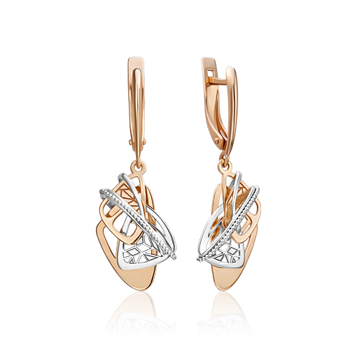 Серьги с английским замком из комбинированного золота 02-4223-00-000-1111-65