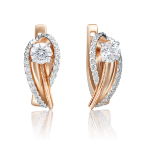 Серьги с английским замком из комбинированного золота с фианитами 02-4224-00-501-1111-67