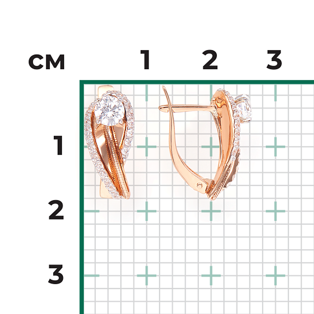 Серьги с английским замком из комбинированного золота с фианитами 02-4224-00-501-1111-67