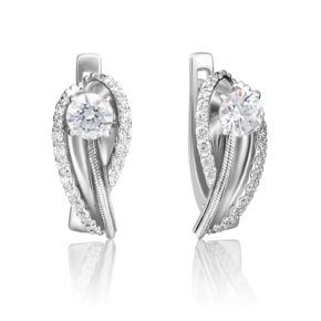 Серьги с английским замком из белого золота с фианитами 02-4224-00-501-1120-67