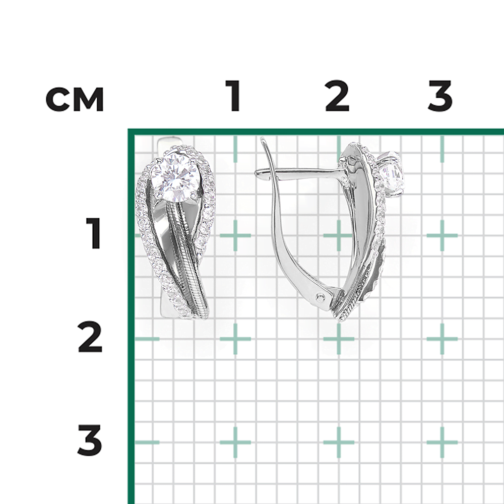 Серьги с английским замком из белого золота с фианитами 02-4224-00-501-1120-67