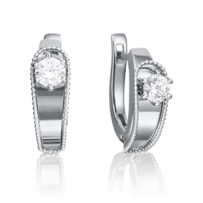 Серьги с английским замком из белого золота с фианитом 02-4231-00-501-1120-67