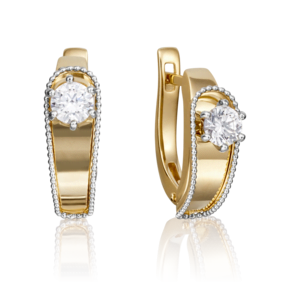 Серьги с английским замком из комбинированного золота с фианитом 02-4231-00-501-1121-67