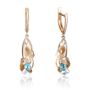 Серьги с английским замком из красного золота с топазом 02-4236-00-201-1110-46