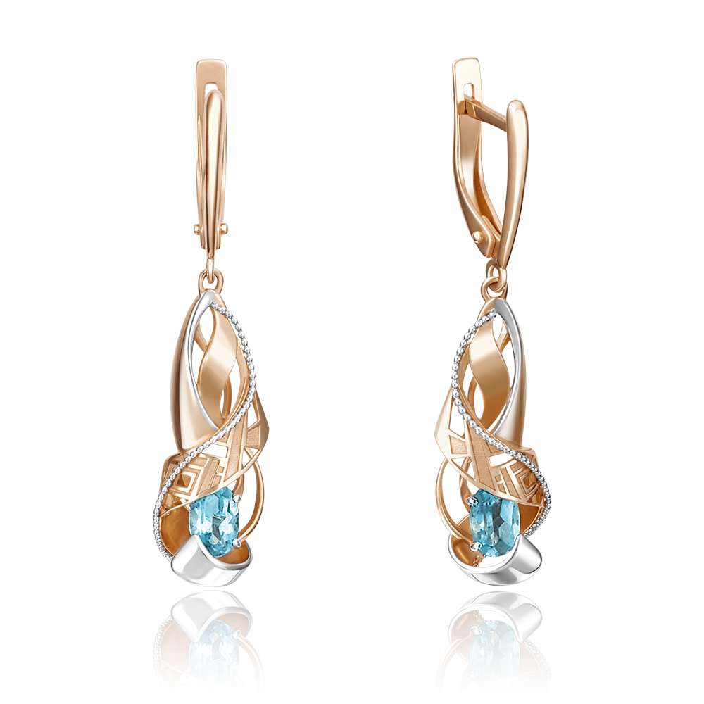 Серьги с английским замком из красного золота с топазом 02-4236-00-201-1110-46