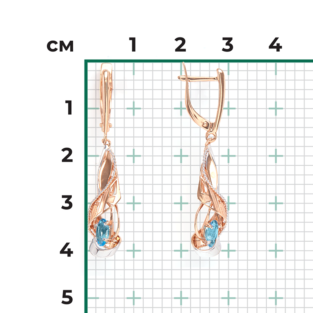Серьги с английским замком из красного золота с топазом 02-4236-00-201-1110-46