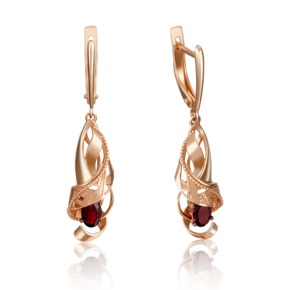 Серьги с английским замком из красного золота с гранатом 02-4236-00-204-1110-46