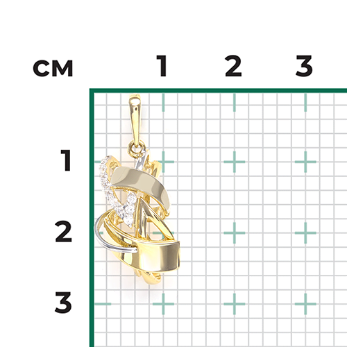 Подвеска из комбинированного золота с фианитами 03-2886-00-401-1121-65