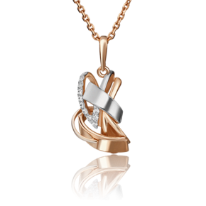 Подвеска из комбинированного золота с фианитами 03-2886-00-401-1111-65