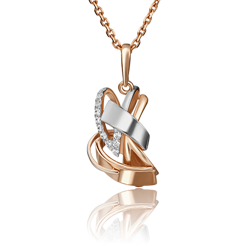 Подвеска из комбинированного золота с фианитами 03-2886-00-401-1111-65