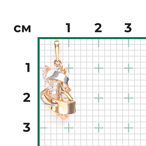 Подвеска из комбинированного золота с фианитами 03-2886-00-401-1111-65