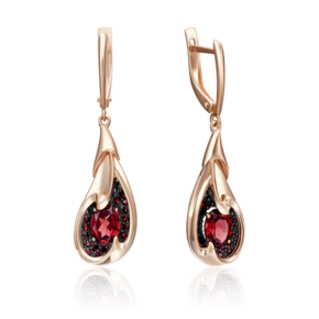 Серьги с английским замком из красного золота с гранатами 02-4180-00-204-1110-46