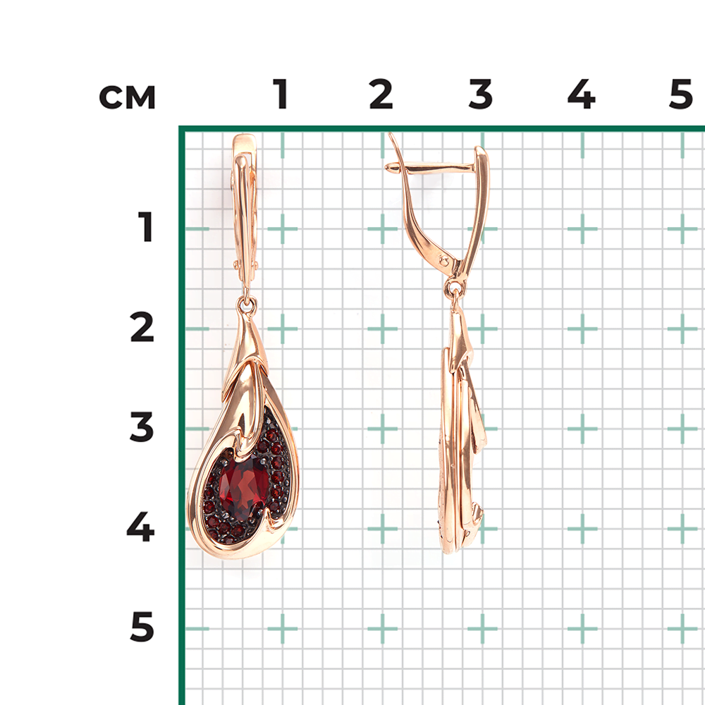 Серьги с английским замком из красного золота с гранатами 02-4180-00-204-1110-46