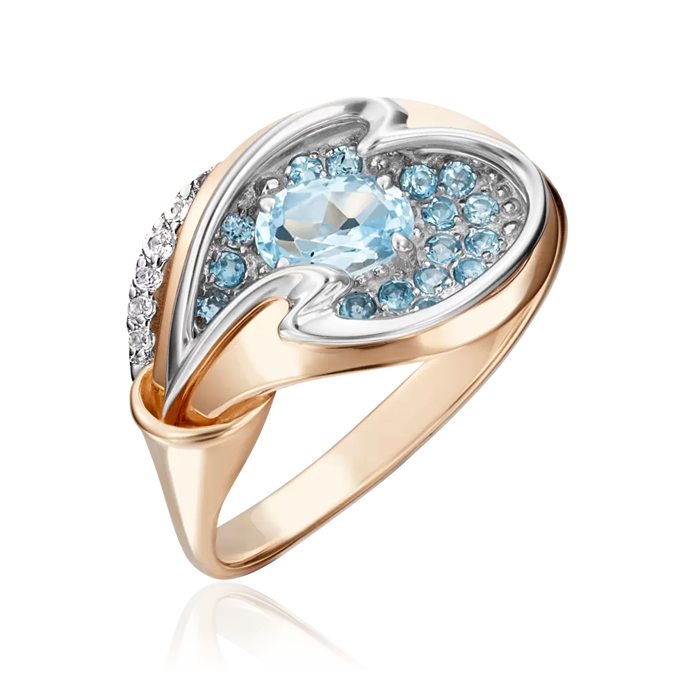 Кольцо из красного золота с топазами и натуральными топазами white 01-5156-00-201-1110-46