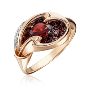Кольцо из красного золота с гранатами и натуральными топазами white 01-5156-00-264-1110-46