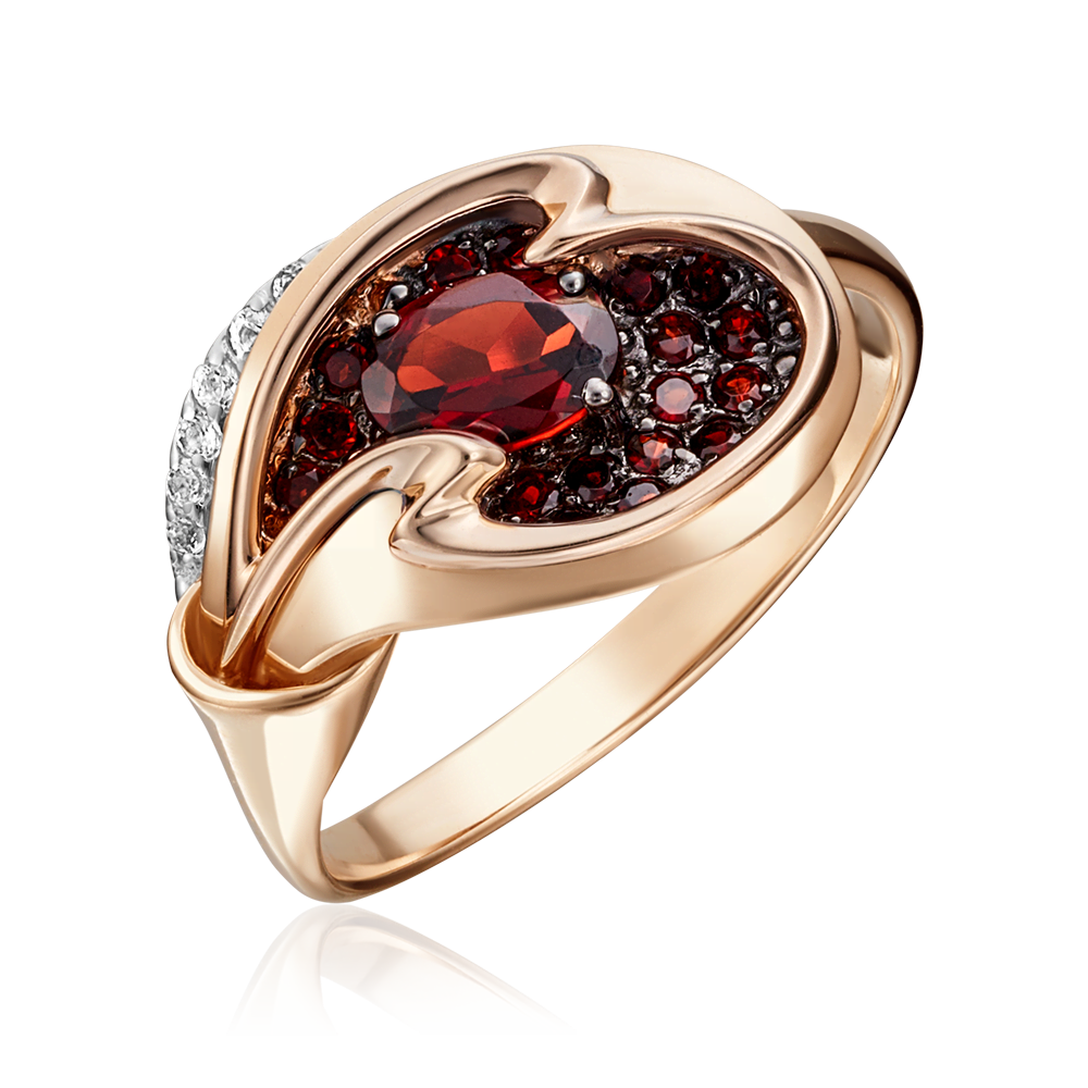 Кольцо из красного золота с гранатами и натуральными топазами white 01-5156-00-264-1110-46