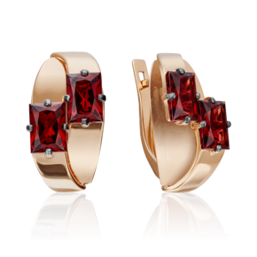 Серьги с английским замком из красного золота с гранатами 02-4309-00-204-1110-57
