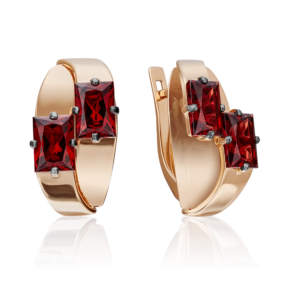 Серьги с английским замком из красного золота с гранатами 02-4309-00-204-1110-57