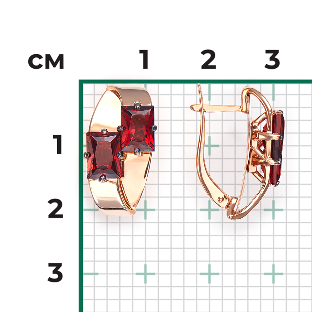 Серьги с английским замком из красного золота с гранатами 02-4309-00-204-1110-57