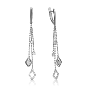 Серьги с английским замком из белого золота с фианитами 02-4311-00-501-1120-38