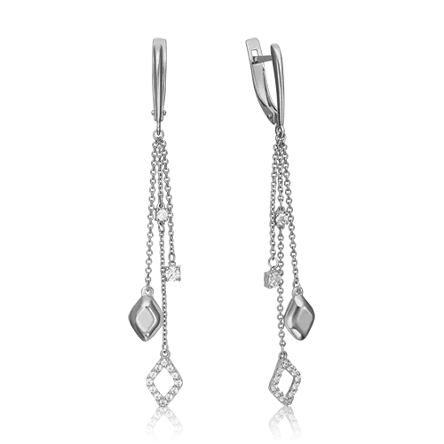 Серьги с английским замком из белого золота с фианитами 02-4311-00-501-1120-38