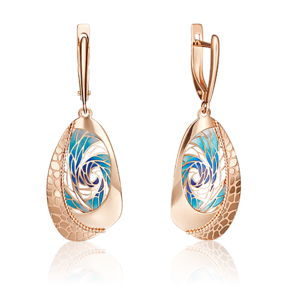 Серьги с английским замком из красного золота с эмалью 02-4071-00-000-1110-59