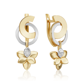 Серьги с английским замком из комбинированного золота с бриллиантами 02-4998-00-101-1121