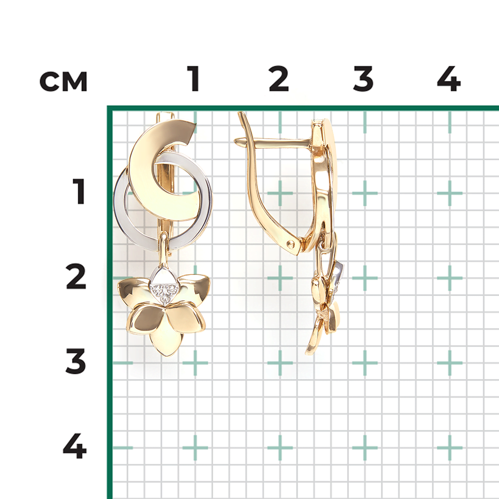 Серьги с английским замком из комбинированного золота с бриллиантами 02-4998-00-101-1121