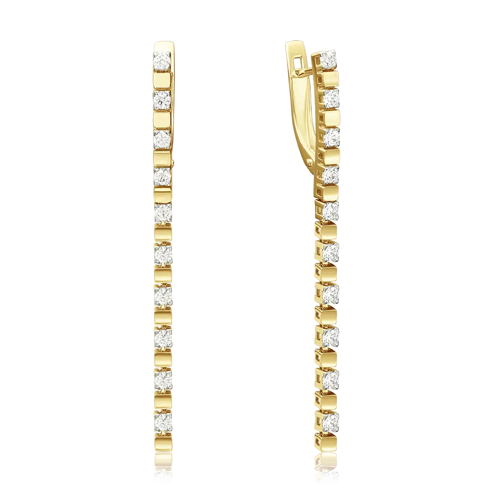 Серьги с английским замком из лимонного золота с фианитами 02-4241-00-501-1130-38