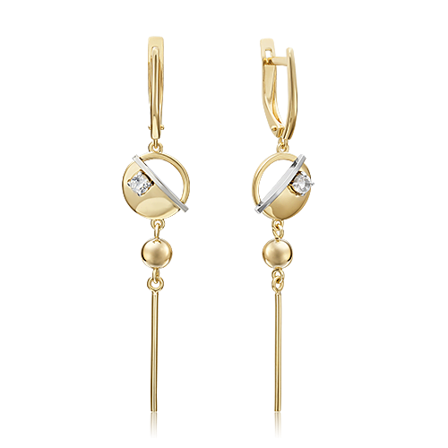 Серьги «Контрасты» из комбинированного золота с натуральным топазом white 02-4828-00-201-1121