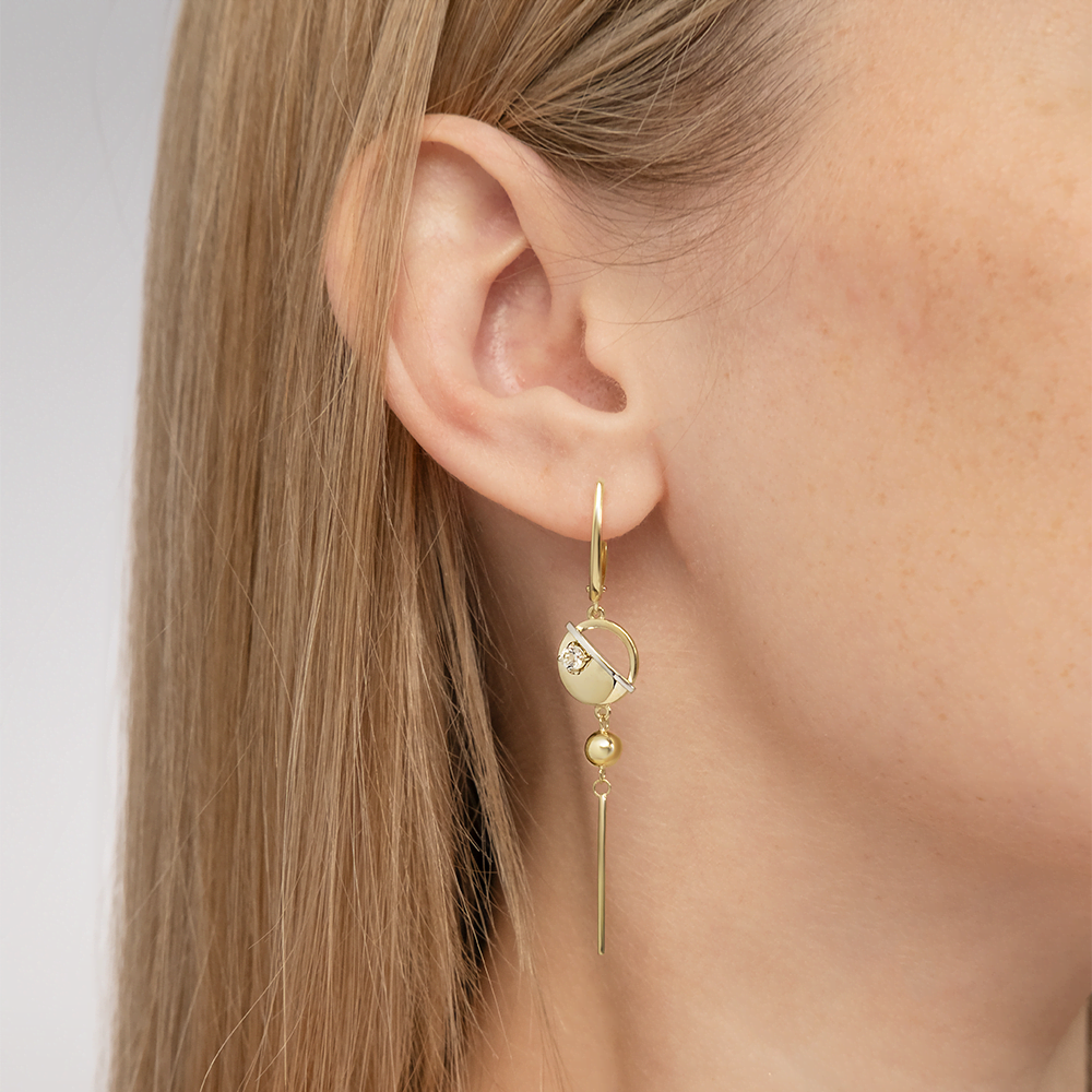 Серьги «Контрасты» из комбинированного золота с натуральным топазом white 02-4828-00-201-1121