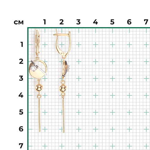 Серьги «Контрасты» из комбинированного золота с натуральным топазом white 02-4828-00-201-1121